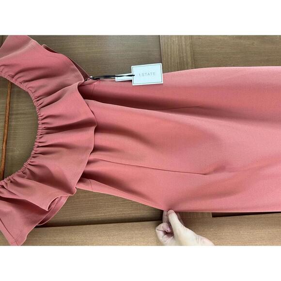NWT 1.STATE Coral Ruffle Off the Shoulder Midi Dress Women’s size 10​ - Picture 4 of 12